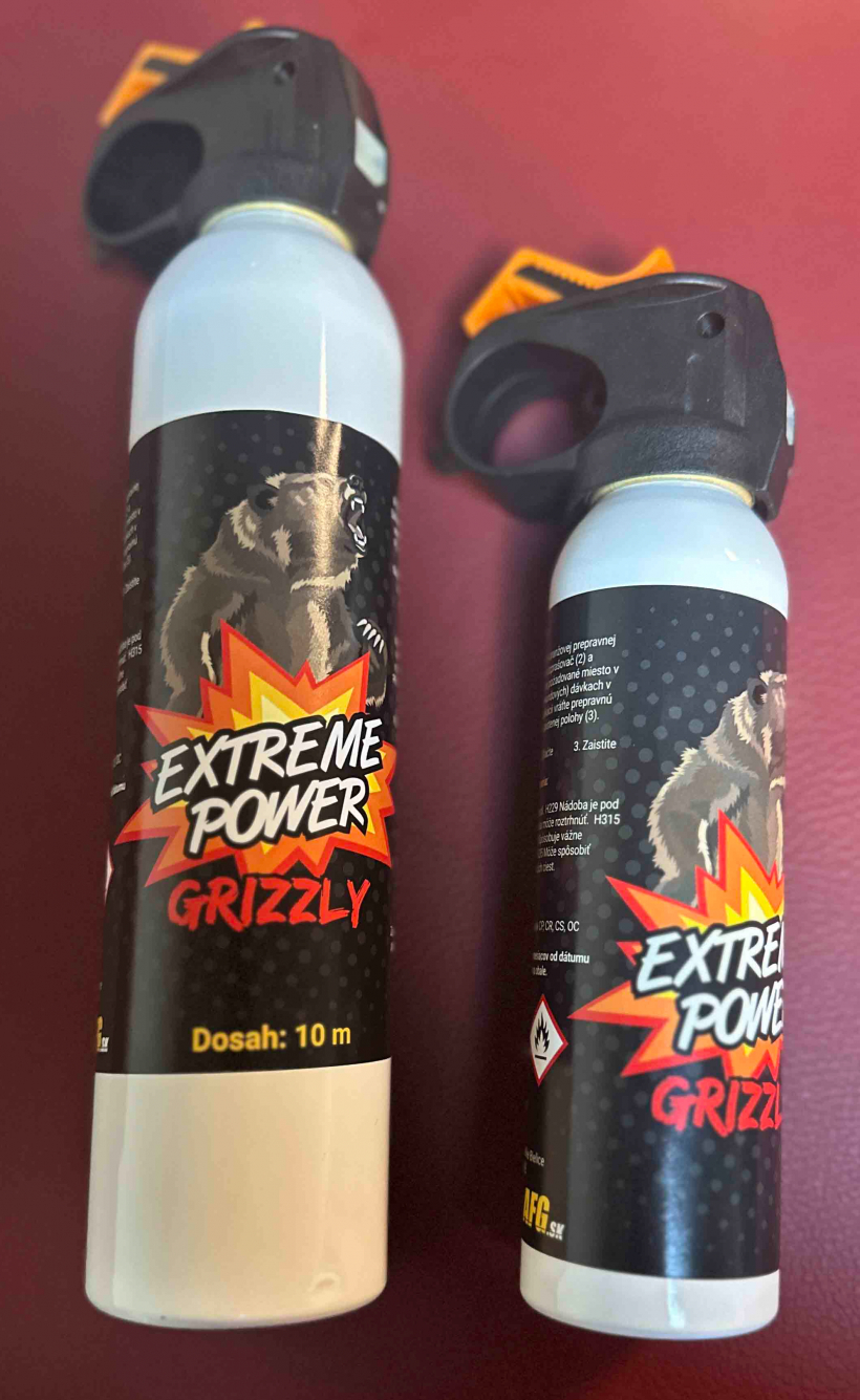 Aizsargājošs aerosols CR Grizzly pret lāču uzbrukumiem.