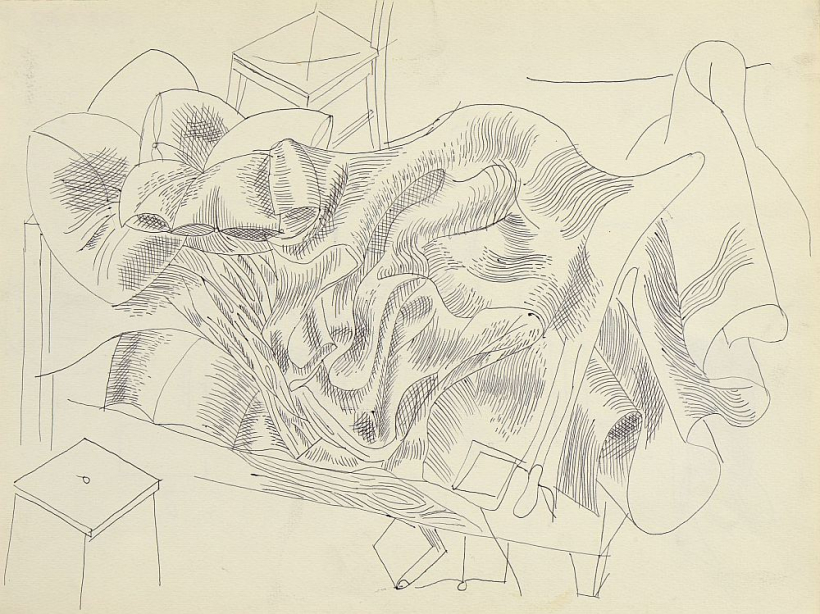 Boriss Bērziņš. "Gulta". 1970–1990. Papīrs, lodīšu pildspalva. LNMM kolekcija.