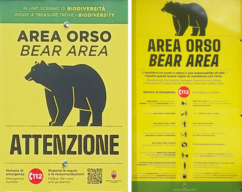 Brīdinājuma zīmēs Itālijā, Trento provincē.