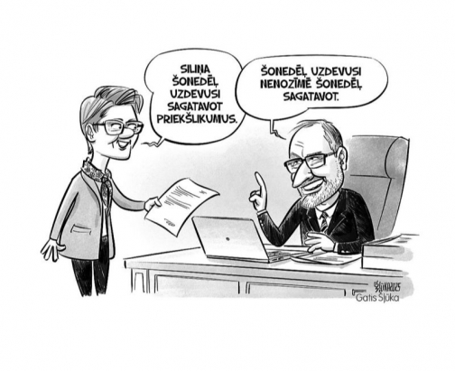 Zīmē Gatis Šļūka. Šonedēļ uzdevusi nenozīmē šonedēļ sagatavot 