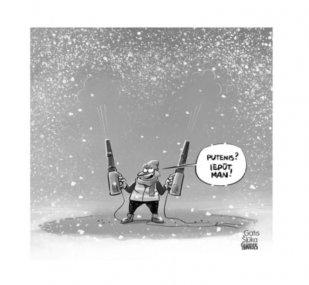 Zīmē Gatis Šļūka. Iepūt man!