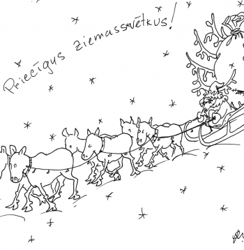 Zīmē Romans Vitkovskis. Priecīgus Ziemassvētkus!