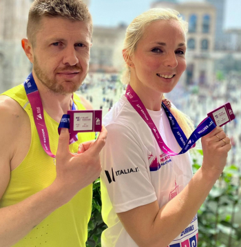 Liepājnieki Linda un Nauris finišējuši Milānas maratonā