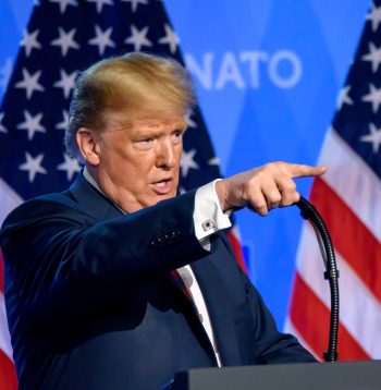 Donalds Tramps preses konferencē. 2018. gada NATO samitā.