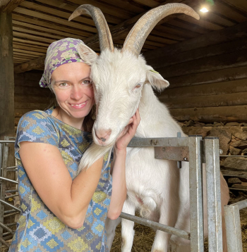 “Gredzenu” kūtī katru ienācēju sagaida āzis un ļauj sevi gan samīļot, gan sabučot. Saimniecei Dacei Šulcei viņš allaž uzlabo omu.