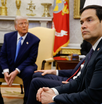 ASV valsts sekretārs Marko Rubio, Donalds Tramps. 