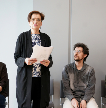 Dramaturģe un rakstniece Rasa Bugavičute-Pēce (no kreisās), literatūrzinātniece, filoloģijas doktore, Latvijas Universitātes profesore un Latvijas Literatūras gada balvas (LALIGABA) ekspertu komisijas priekšsēdētāja Ausma Cimdiņa, rakstnieks, tulkotājs, redaktors Vilis Kasims un literatūras kritiķe un pētniece Anda Baklāne piedalās preses konferencē, kurā paziņo LALIGABA nominantus un speciālbalvu ieguvējus Latvijas Nacionālajā bibliotēkā.