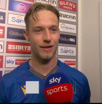 Latvijas aizsargs Daniels Balodis pēcspēles intervijā kanālam Sky Sports.