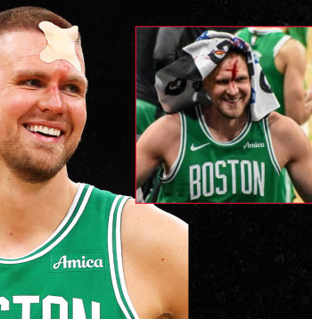 Kristaps Porziņģis saņēma sitienu no "Magic" centra Gogas Bitadzes. 