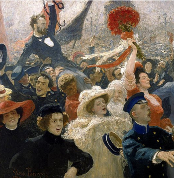 "1905. gada 17. oktobris". Krievu mākslinieka I. Repina glezna.