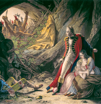 Ilustrācija no Džeimsa Fenimora Kūpera vēsturiskā romāna "Pēdējais mohikānis".