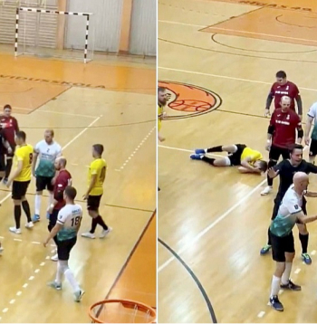 "OB Serviss" spēlētājam Aleksejam Krjukovičam pēc saņemtā sitiena ar dūri futzāla spēles laikā konstatēts smadzeņu satricinājums.