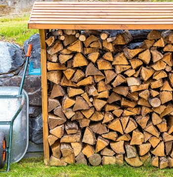 Brīvstāvoša malkas nojume,