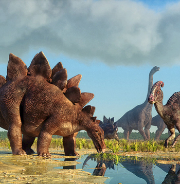 Dinozauri dabā. 3D ilustrācija.