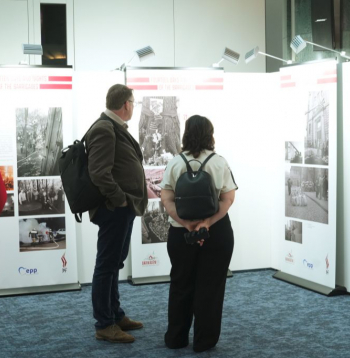 Barikāžu 35 gadu atceres izstādes atklāšana Eiropas parlamentā.