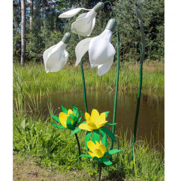 Ziedi no putu gumijas.