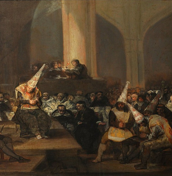 Inkvizīcijas tiesa 19. gs. sākumā spāņu mākslinieka F. Goijas gleznā.