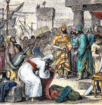 Feniķiešu tirgoņi Vidusjūras ostā.