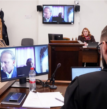 Aleksejs Rosļikovs tiesas sēdei ceturtdien bija pieslēdzies attālināti no Baltkrievijas.