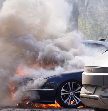 Degoša automašīna. Ilustratīvs attēls.