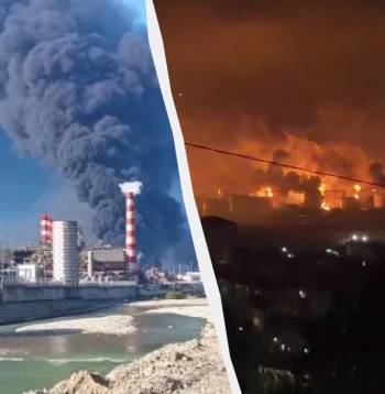 Ukrainas lidroboti izraisa ugunsgrēku Tuapses ostā.