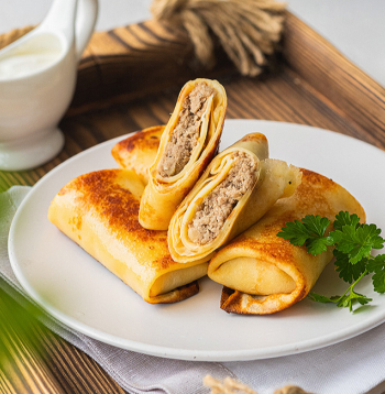 Pankūkas ar gaļu. Pankūkas ar gaļu.