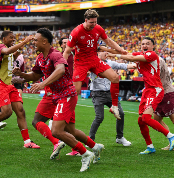 Šveices futbola izlase pēc uzvaras pār Kolumbiju pasaules kausa astotdaļfinālā.