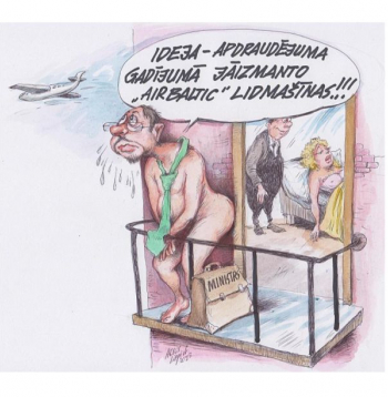 Zīmē Agris Liepiņš. Ideja - apdraudējuma gadījumā jāizmanto "Air Baltic" lidmašīnas!