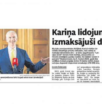 "Latvijas Avīze" 27. oktobra publikācijā vēstīja par Krišjāņa Kariņa lidojumiem ar speciālajiem reisiem.