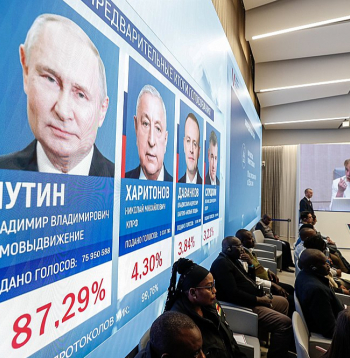 Krievijas Centrālā vēlēšanu komisija paziņojusi, ka prezidenta vēlēšanās par Vladimiru Putinu balsojuši vairāk nekā 87% vēlētāju.
