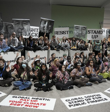 Protesta akcija COP29 norises vietā Baku.