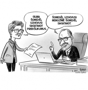 Zīmē Gatis Šļūka. Šonedēļ uzdevusi nenozīmē šonedēļ sagatavot 