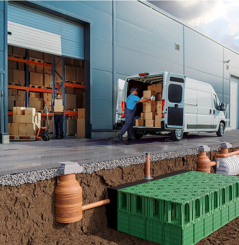 Kanalizācijas sistēmas izbūves piemērs.