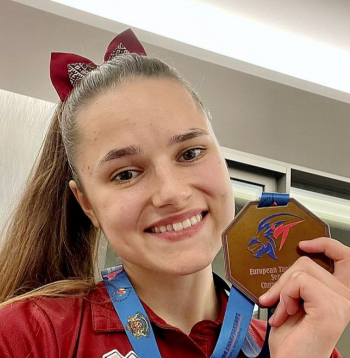 Inese Tarvida pēc Eiropas čempionāta bronzas iegūšanas 2021. gadā.
