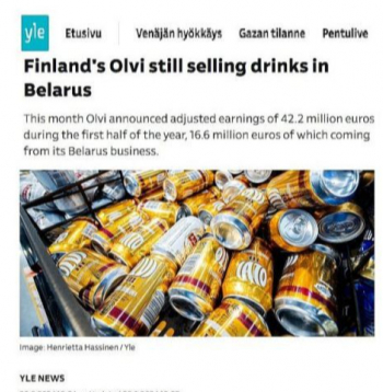 Somijas koncerns "Olvi" jau 2024. gada augustā žurnālistiem taisnojies, kāpēc tas turpina darbību Baltkrievijā.