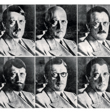 1944. gadā ASV Stratēģisko pakalpojumu biroja kara laika izlūkošanas aģentūra izgatavoja fotoattēlus, lai parādītu, kā Hitlers varētu būt maskējies, ja bēgtu. Pirmais ir īsts Ādolfa Hitlera attēls, bet pārējos piecus 1944. gada 6. jūnijā uzņēma Ņujorkas grima mākslinieks Edijs Sencs. Sazvērestības teorijas par Ādolfa Hitlera nāvi ir pretrunā ar faktu, ka Ādolfs Hitlers 1945. gada 30. aprīlī izdarīja pašnāvību savā bunkurā.