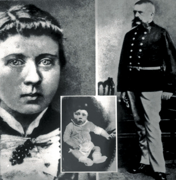 Mazais Ādolfs un viņa vecāki Klāra un Aloizs Hitleri.