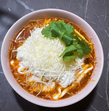 Tako zupa ar brieža malto gaļu.