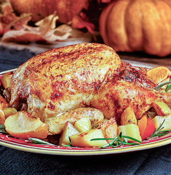 Ar āboliem, apelsīniem un kastaņiem pildīta vista.