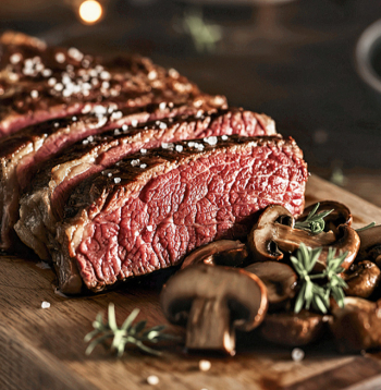 Liellopa gaļas cepetis ar sēnēm.