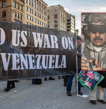 Cilvēki 3. janvārī 2026. gadā Bostonā, Masačūsetsas štatā, "Boston Common" parkā piedalās demonstrācijā pret ASV militāro rīcību Venecuēlā. 
ASV prezidents Donalds Tramps sestdien paziņoja, ka Savienotās Valstis “pārņems kontroli” pār Venecuēlu un izmantos tās milzīgās naftas rezerves pēc tam, kad bombardēšanas operācijas laikā no valsts tika izvests kreisi noskaņotais līderis Nikolass Maduro.