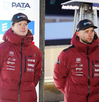 Kamaniņu braucēju divnieks Mārtiņš Bots (no kreisās) un Roberts Plūme tiek uzskatīti par Latvijas reālākajiem medaļu pretendentiem Milānas olimpiskajās spēlēs.