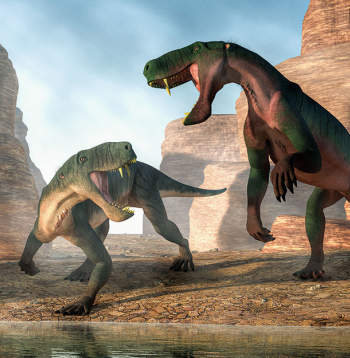 Gorgonopsīdi. 3D ilustrācija.