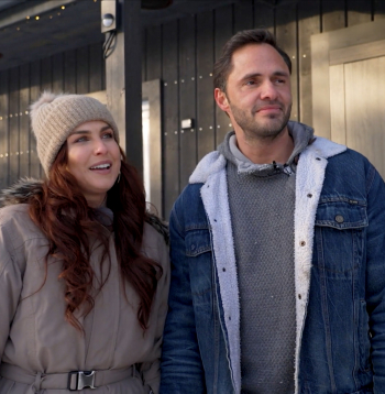 Aktrise Lelde Dreimane un viņas dzīvesbiedrs Artūrs. 