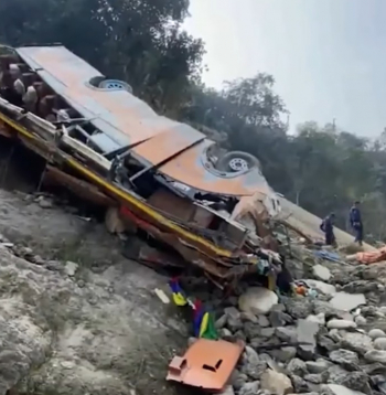 Avārijā iesaistītais autobuss.