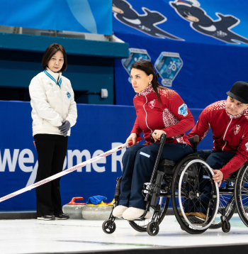 Latvijas ratiņkērlinga jauktais pāris.