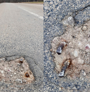 Ceļa bojājumi Balvu novadā.