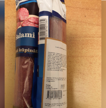 "Biovela" salami desa, kur konstatētas E.coli baktērijas.