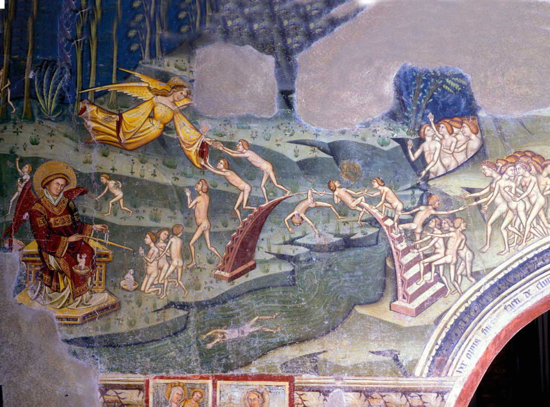 “Dvēseļu tilts” – fragments no nezināma autora 14./15. gs. mijā Loreto Aprutino klosterī Santa Maria in Piano veidotā sienas gleznojuma.