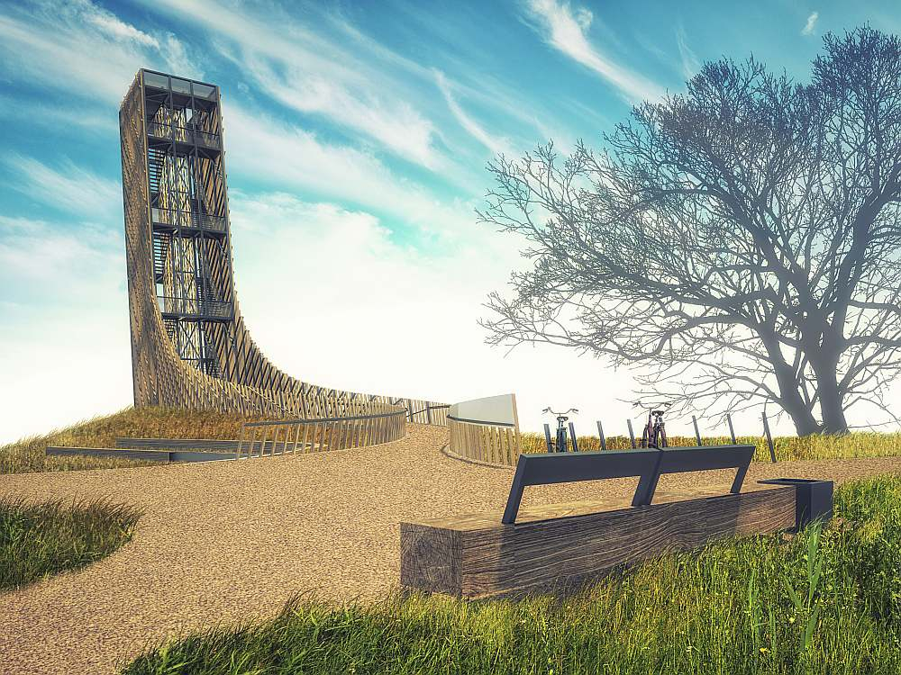 Skatu torņa novietojums radīšot iespēju dabas lieguma unikālās vērtības aplūkot ne tikai no torņa augšējās platformas, bet jau no zemākās skatu platformas.